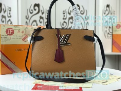 Knockoff L---V Twist Tote Brown Genuine Leather Women‘s Shoulder Bag